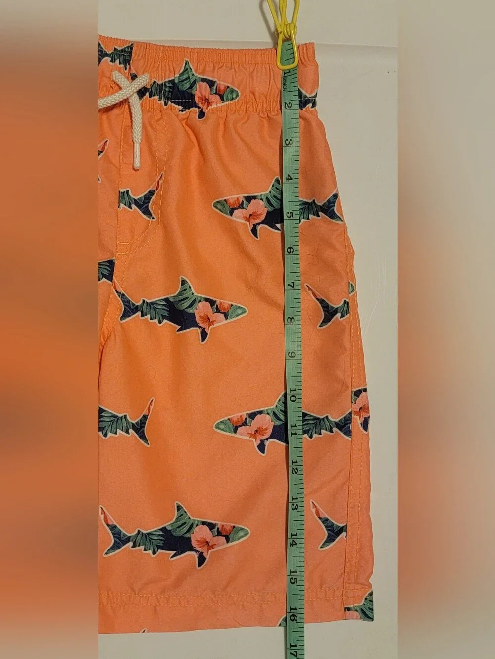 Place Sport Boys Coral Swim Trunks Shorts Tropical Floral Shark Design Sz 7/8